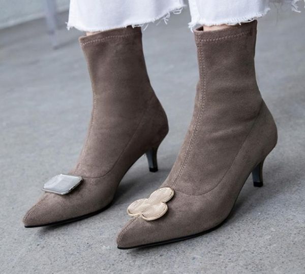 women pointed toe suede leather ankle boots metal docor stretchy stilettos high heel shoes pull on black grey spring&winter
women pointed toe suede leather ankle boots metal docor stretchy stilettos high heel shoes pull on black grey spring&winter