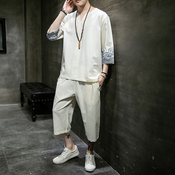 cotton and linen thin linen set slim solid color short-sleeved t-shirt large size loose casual breathable trousers, Gray
cotton and linen thin linen set slim solid color short-sleeved t-shirt large size loose casual breathable trousers, Gray