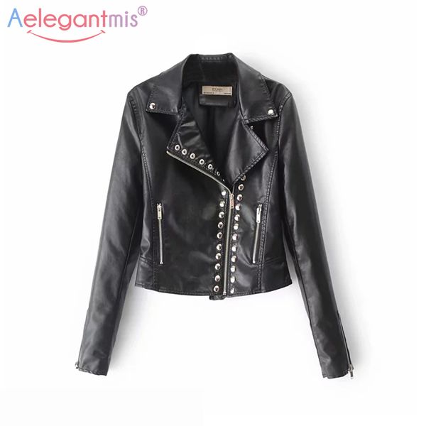 aelegantmis autumn winter new fashion rivet pu leather jacket women black faux leather biker jacket female soft street coat pink
aelegantmis autumn winter new fashion rivet pu leather jacket women black faux leather biker jacket female soft street coat pink