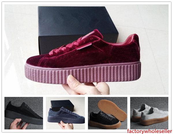 womens rihanna riri fenty platform creeper velvet pack burgundy black grey color brand ladies classic casual shoes 36-39
womens rihanna riri fenty platform creeper velvet pack burgundy black grey color brand ladies classic casual shoes 36-39