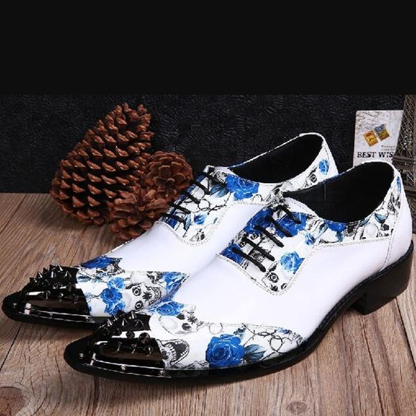 

mens pointed toe dress shoes studded print floral elegant hidden heels oxford shoes for men genuine leather italian brogues, Black