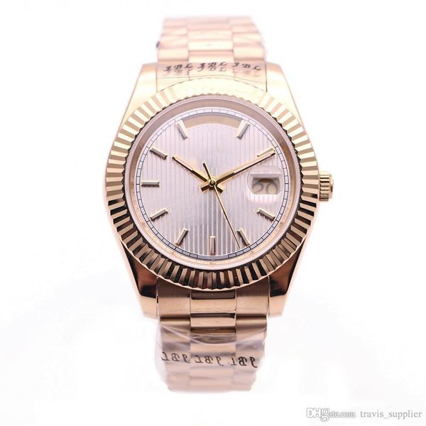 2019 daydate 41mm stripe dial 18k gold watch sapphire mirror automatic mechanical movement headband strap folding buckle, Slivery;brown
2019 daydate 41mm stripe dial 18k gold watch sapphire mirror automatic mechanical movement headband strap folding buckle, Slivery;brown