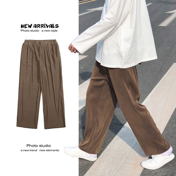 korean straight trousers men's fashion solid color casual pants men streetwear wild loose elastic waist folds trousers mens, Black
korean straight trousers men's fashion solid color casual pants men streetwear wild loose elastic waist folds trousers mens, Black