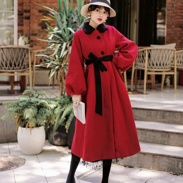 temperamental doll collar women woolen coat winter new keep warm overcoat lantern sleeve adjustble thick red outwear plus cotton, Black
temperamental doll collar women woolen coat winter new keep warm overcoat lantern sleeve adjustble thick red outwear plus cotton, Black