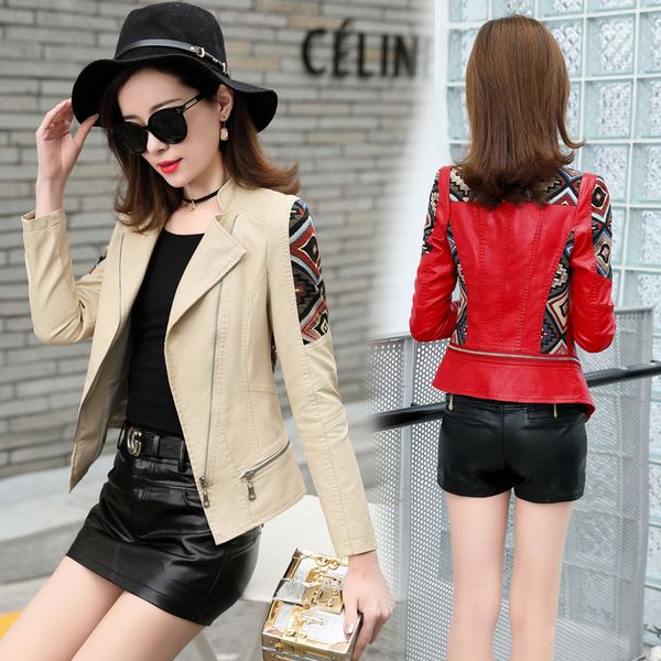 2019 women's spring new motorcycle skin washed leather pu short jacket, Black;brown
2019 women's spring new motorcycle skin washed leather pu short jacket, Black;brown