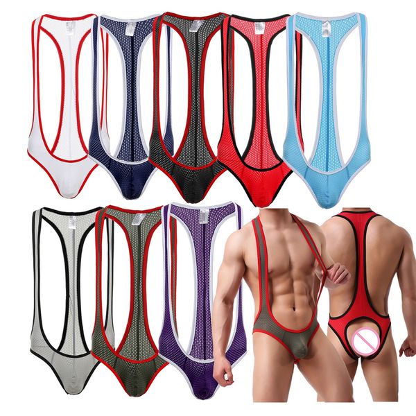 men jumpsuits jockstrap mesh transparent breathable one-piece male bodysuits underwear tights leotard undershirt, Black;brown 
men jumpsuits jockstrap mesh transparent breathable one-piece male bodysuits underwear tights leotard undershirt, Black;brown