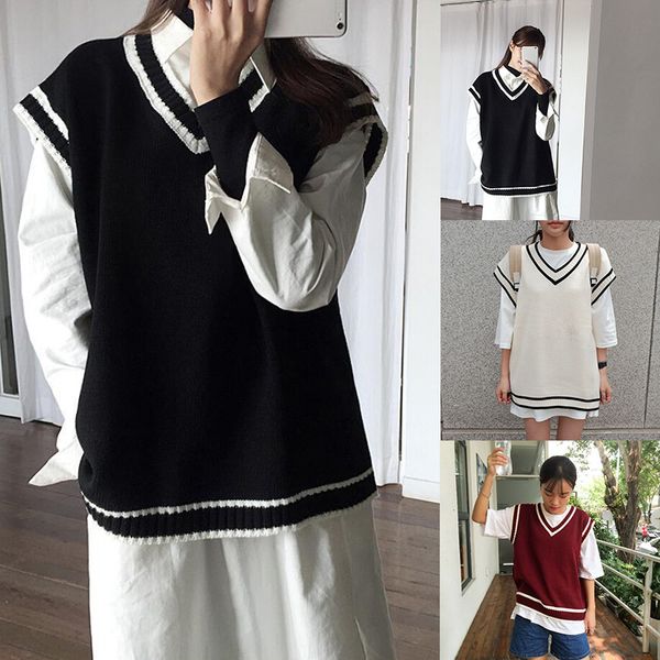 casual new fashion women autumn spring sweaters v-neck sleeveless solid color vests sweaters loose pullover, Black;white
casual new fashion women autumn spring sweaters v-neck sleeveless solid color vests sweaters loose pullover, Black;white