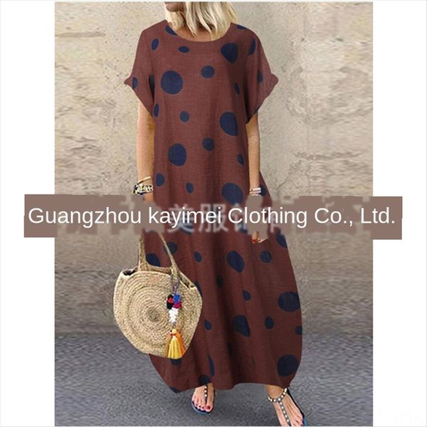 women's loose cotton casual polka dot printed short-sleeved round collar long skirt women's loose cotton casual polka dot printed, White
women's loose cotton casual polka dot printed short-sleeved round collar long skirt women's loose cotton casual polka dot printed, White