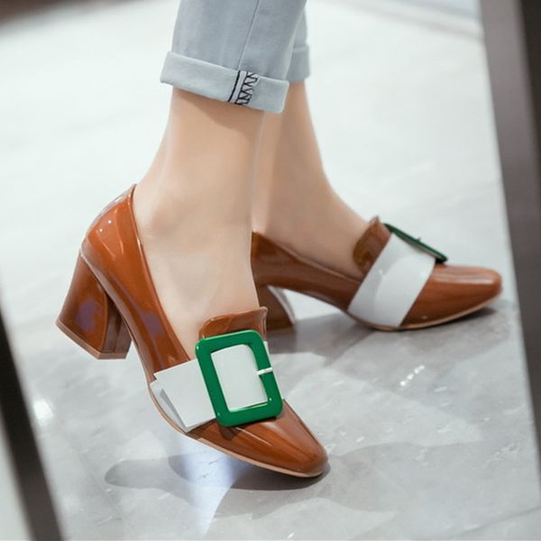 patent leather single-heeled women's chunky-heeled shoes shallow mouth color buckle mary jane shoes large size work, Black
patent leather single-heeled women's chunky-heeled shoes shallow mouth color buckle mary jane shoes large size work, Black