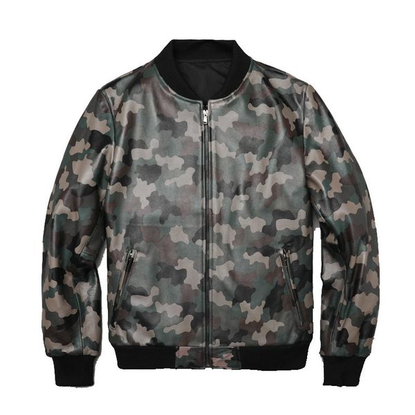 2019 men's camou sheepskin leather jacket baseball motorcycle genuine leather coat for male, Black
2019 men's camou sheepskin leather jacket baseball motorcycle genuine leather coat for male, Black