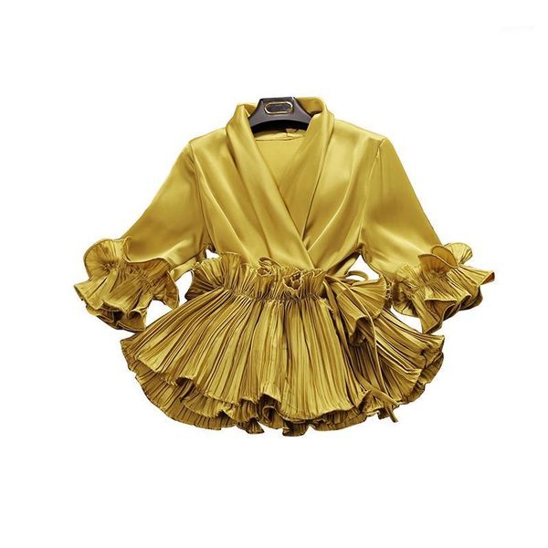2018 spring and summer new female deep v-neck ruffles lace up chiffon shirt women's three quarter sleeve shirts women blouses1, White
2018 spring and summer new female deep v-neck ruffles lace up chiffon shirt women's three quarter sleeve shirts women blouses1, White