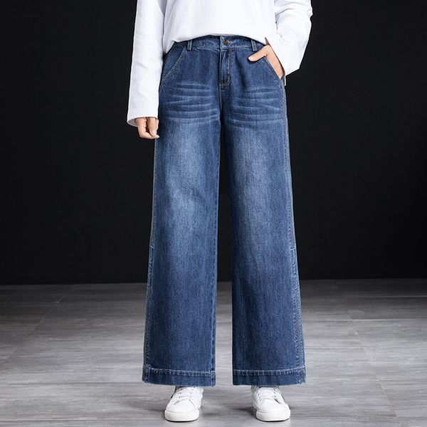 2019 autumn new style jeans women's loose pants trousers large size wide roll pants 19059, Blue
2019 autumn new style jeans women's loose pants trousers large size wide roll pants 19059, Blue
