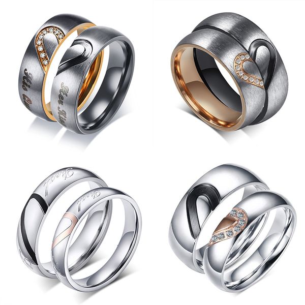 vnox her king his queen couple wedding band ring stainless steel cz stone anniversary promise ring for women men, Slivery;golden 
vnox her king his queen couple wedding band ring stainless steel cz stone anniversary promise ring for women men, Slivery;golden
