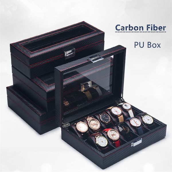 carbon fiber watch box with glass fashion black pu leather watch storage boxes new and jewelry gift display case holder, Black;blue
carbon fiber watch box with glass fashion black pu leather watch storage boxes new and jewelry gift display case holder, Black;blue