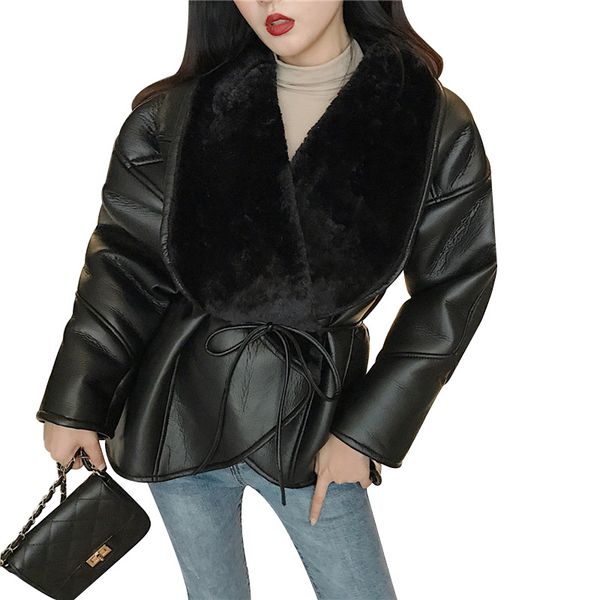lamb fur pu jacket 2019 autumn winter new women's fashion chic thicken motorcycle leather coat female overcoat black belt coat
lamb fur pu jacket 2019 autumn winter new women's fashion chic thicken motorcycle leather coat female overcoat black belt coat
