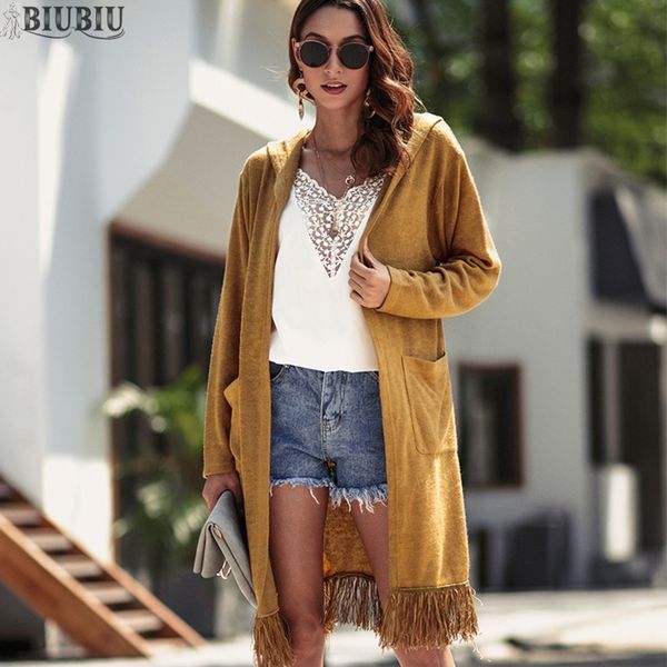 biubiu women winter knitted coats solid cardigan hooded full sleeve tassel loose coats pocket woman causal autumn female jackets, Black;brown
biubiu women winter knitted coats solid cardigan hooded full sleeve tassel loose coats pocket woman causal autumn female jackets, Black;brown