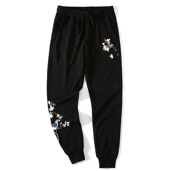 lyprerazy man casual hip streetwear pants trousers cotton lace up harajuku men chinese bird flower embroidery pants, Black
lyprerazy man casual hip streetwear pants trousers cotton lace up harajuku men chinese bird flower embroidery pants, Black
