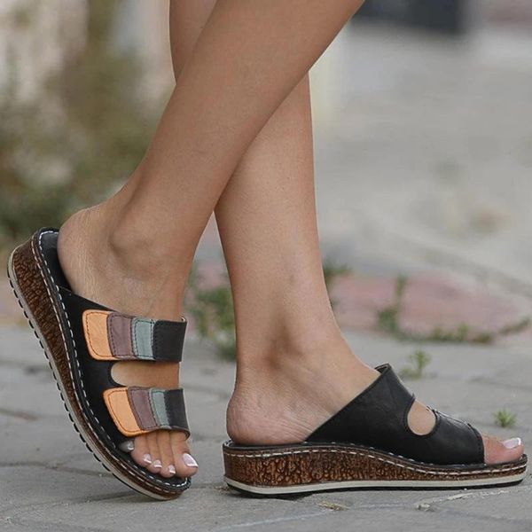 fashion women slippers mixed color block shoes wedges platform sole beach mules ladies slides party sandals zapatos mujer jg3, Black
fashion women slippers mixed color block shoes wedges platform sole beach mules ladies slides party sandals zapatos mujer jg3, Black