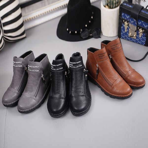 autumn winter leather women boots casual shoes women's ladies fashion ankle zipper increase casual round toe short boots shoes, Black
autumn winter leather women boots casual shoes women's ladies fashion ankle zipper increase casual round toe short boots shoes, Black