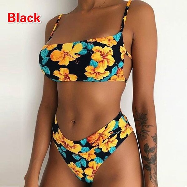 women bandage bikini 2pcs set push-up flower print striped high waist beach swimsuit bandeau padded bra bathing suit swimwear, White;black
women bandage bikini 2pcs set push-up flower print striped high waist beach swimsuit bandeau padded bra bathing suit swimwear, White;black