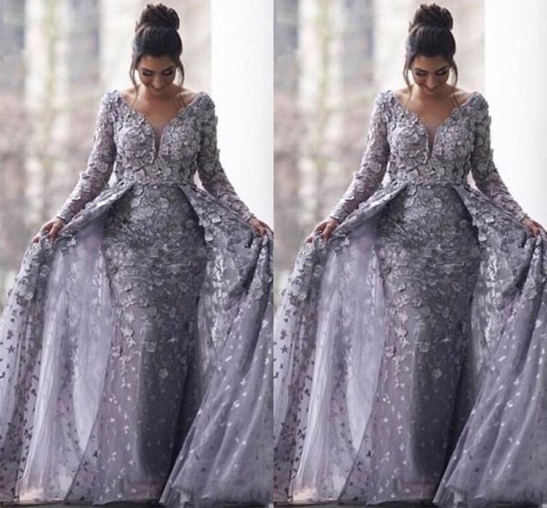 saudi arabic gray muslim evening dresses 2020 mermaid v-neck long sleeves tulle lace islamic dubai long formal evening gown, Black;red
saudi arabic gray muslim evening dresses 2020 mermaid v-neck long sleeves tulle lace islamic dubai long formal evening gown, Black;red