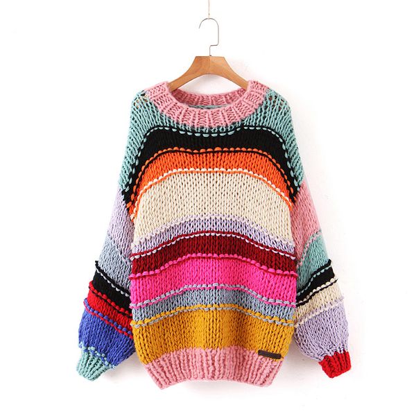 sweet rainbow striped sweater women fashion o-neck loose pullovers cute girls contrast colors chic jumpers, White;black
sweet rainbow striped sweater women fashion o-neck loose pullovers cute girls contrast colors chic jumpers, White;black