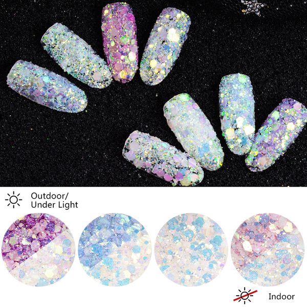 10g/bag gradient flake glitter hexagon holo sequins laser powder light changes color 3d diy nail art decoration tips, Silver;gold
10g/bag gradient flake glitter hexagon holo sequins laser powder light changes color 3d diy nail art decoration tips, Silver;gold