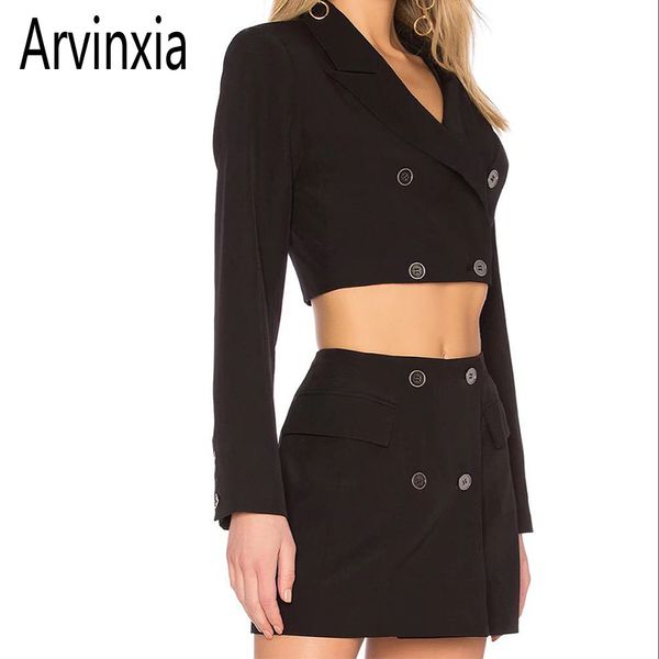 arvinxia chic full sleeves solid high waist women blazers new arrival double breasted lady suit coats fashion slim v low outware, White;black
arvinxia chic full sleeves solid high waist women blazers new arrival double breasted lady suit coats fashion slim v low outware, White;black