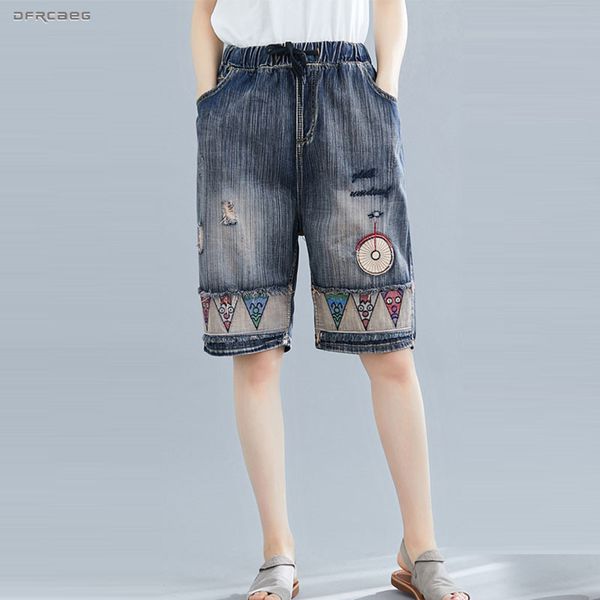 elastic waist women knee length ripped jeans pants 2019 fashion summer retro embroidery vintage denim capris jean femme, Blue
elastic waist women knee length ripped jeans pants 2019 fashion summer retro embroidery vintage denim capris jean femme, Blue