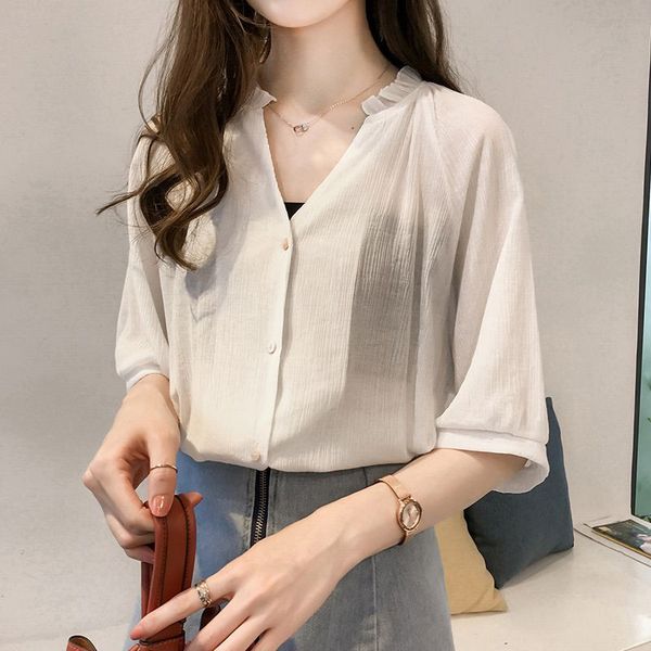 loose v neck women blouse female shirt chiffon blouse casual v neck 2019 casual women j1, White
loose v neck women blouse female shirt chiffon blouse casual v neck 2019 casual women j1, White