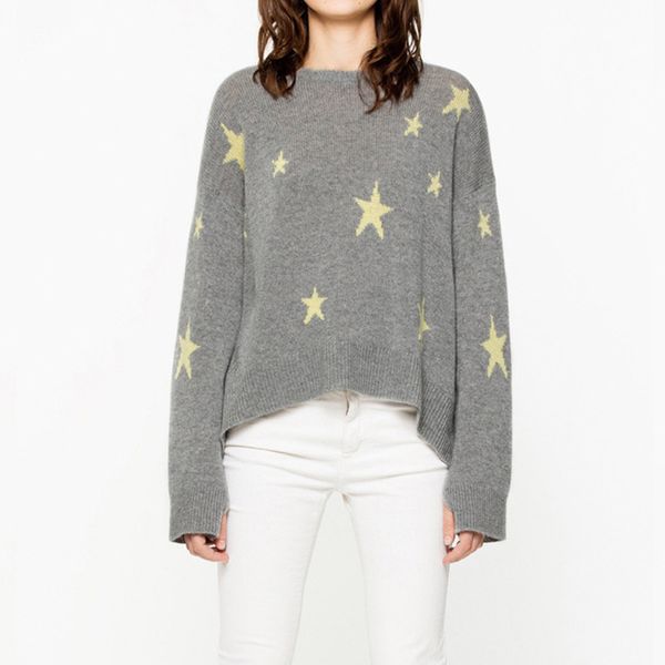 women sweater 2019 round neck full star long sleeve knit pullover cashmere sweater women's clothing, White;black
women sweater 2019 round neck full star long sleeve knit pullover cashmere sweater women's clothing, White;black