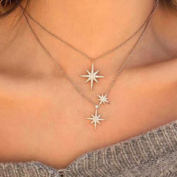 stone 925 sterling silver single one eight pointed star collar necklace meteor design rose gold women wedding jewelry
stone 925 sterling silver single one eight pointed star collar necklace meteor design rose gold women wedding jewelry