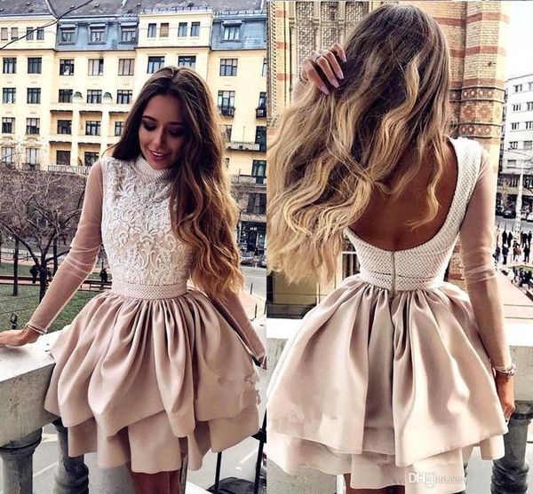2 tiers long sleeve backless homecoming dresses lace appliques girls short party gown a line cocktail dress 2019, Blue;pink
2 tiers long sleeve backless homecoming dresses lace appliques girls short party gown a line cocktail dress 2019, Blue;pink