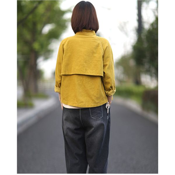 2020 spring new women coats literary retro tooling pocket short stand collar long sleeve corduroy jacket trending products, Black;brown 
2020 spring new women coats literary retro tooling pocket short stand collar long sleeve corduroy jacket trending products, Black;brown