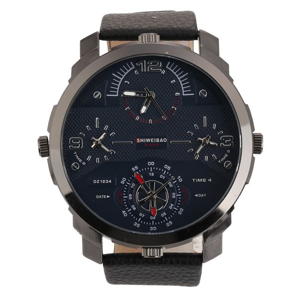 shiweibao men watch casual quartz wristwatches four time zones relogio masculino clock male, Slivery;brown 
shiweibao men watch casual quartz wristwatches four time zones relogio masculino clock male, Slivery;brown