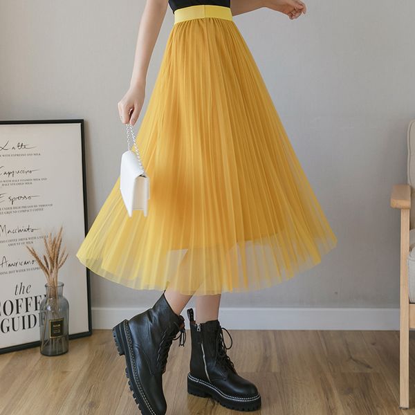 tulle skirt women 2020 spring summer korean a-line midi long skirts elastic high waist mesh tutu pleated skirts for school girl, Black
tulle skirt women 2020 spring summer korean a-line midi long skirts elastic high waist mesh tutu pleated skirts for school girl, Black