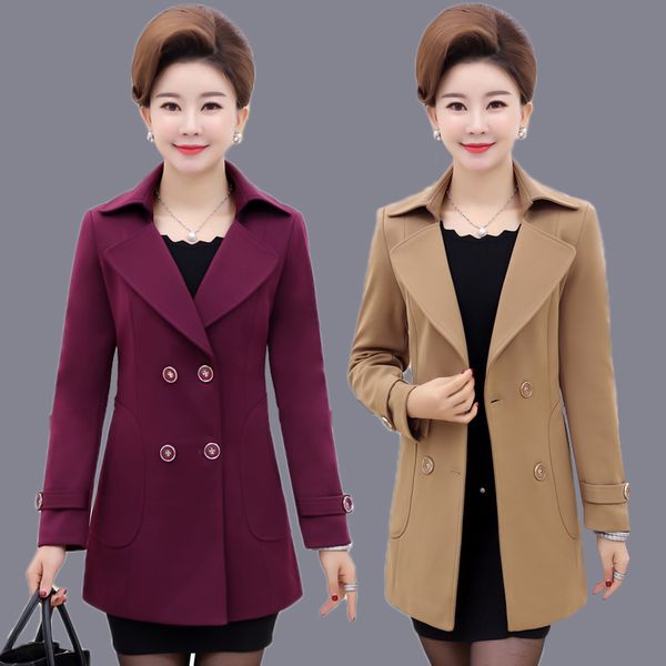 women's trench coats long sleeve middle age clothing korean spring ladies coat fashion large size for women 964, Tan;black
women's trench coats long sleeve middle age clothing korean spring ladies coat fashion large size for women 964, Tan;black