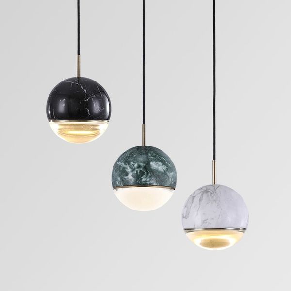 simple modern marble ball pendant lamps art restaurant bar bedside glass led pendant lights ing