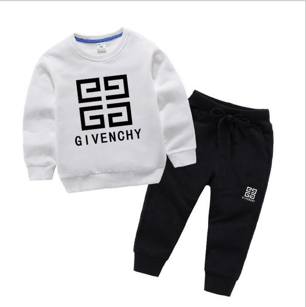 

2019 brand boys 2-8t years girls suit tracksuits sweater clothing set fashion spring autumn children's dresses long sleeve sweater ored, White