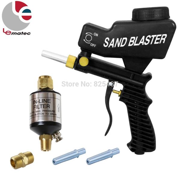

lematec sandblasting gun kits with 1/4" air filter oil water separator air sandblast spray gun for car rust remove sandblaster