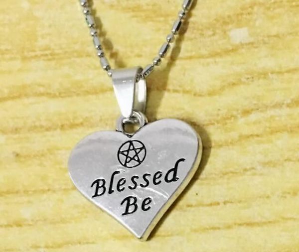 10 шт. / лот горячая в форме сердца благословил быть ожерелье со сверхъестественной звездой пентаграммы ювелирные изделия кулон ожерелье, Silver