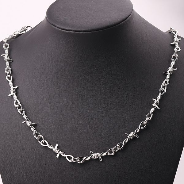 gothic short chain exaggerated necklace punk style barbed wire brambles link chain choker gifts for friends collares de moda, Silver
gothic short chain exaggerated necklace punk style barbed wire brambles link chain choker gifts for friends collares de moda, Silver