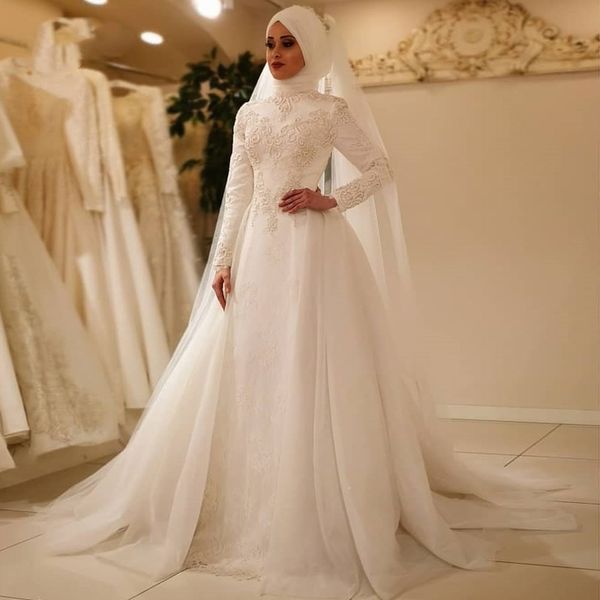 vestido gowns wedding dresses de noiva elegant long sleeve o neck muslim tulle zipper back lace islamic, White
vestido gowns wedding dresses de noiva elegant long sleeve o neck muslim tulle zipper back lace islamic, White