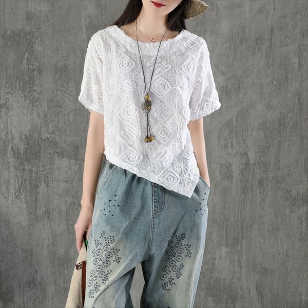 ancient coffee clothing artistic fresh jacquard t-shirt jacquard casual white short-sleeved t-shirt irregular loose short embroidered top
ancient coffee clothing artistic fresh jacquard t-shirt jacquard casual white short-sleeved t-shirt irregular loose short embroidered top