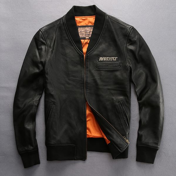 baseball fashion v-neck semi-vegetable tanned sheeepskin balck leather coat for men style biker jacket male, Black
baseball fashion v-neck semi-vegetable tanned sheeepskin balck leather coat for men style biker jacket male, Black