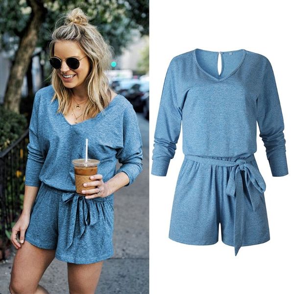 new 2019 summer autumn womens rompers jumpsuit long sleeve loose playsuit shorts casual v neck solid color belted overalls, Black;white
new 2019 summer autumn womens rompers jumpsuit long sleeve loose playsuit shorts casual v neck solid color belted overalls, Black;white