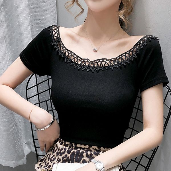 shintimes hollow out patchwork tee shirt slim t-shirt women 2020 summer tshirt woman black t shirt femme short sleeve, White
shintimes hollow out patchwork tee shirt slim t-shirt women 2020 summer tshirt woman black t shirt femme short sleeve, White