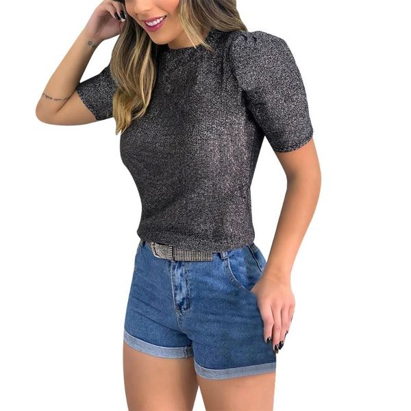 elegant women summer short sleeve t-shirts puff sleeve red black casual t shirt o neck slim fit knitted shinny shirt office, White
elegant women summer short sleeve t-shirts puff sleeve red black casual t shirt o neck slim fit knitted shinny shirt office, White