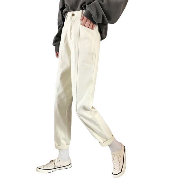 fall / winter women's high-waisted jeans student pants loose straight pants nine - leg, Blue
fall / winter women's high-waisted jeans student pants loose straight pants nine - leg, Blue
