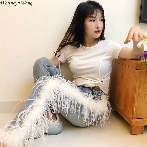 whitney wang 2019 summer fashion streetwear ostrich feathers holes jeans women stylish denim pants, Blue
whitney wang 2019 summer fashion streetwear ostrich feathers holes jeans women stylish denim pants, Blue
